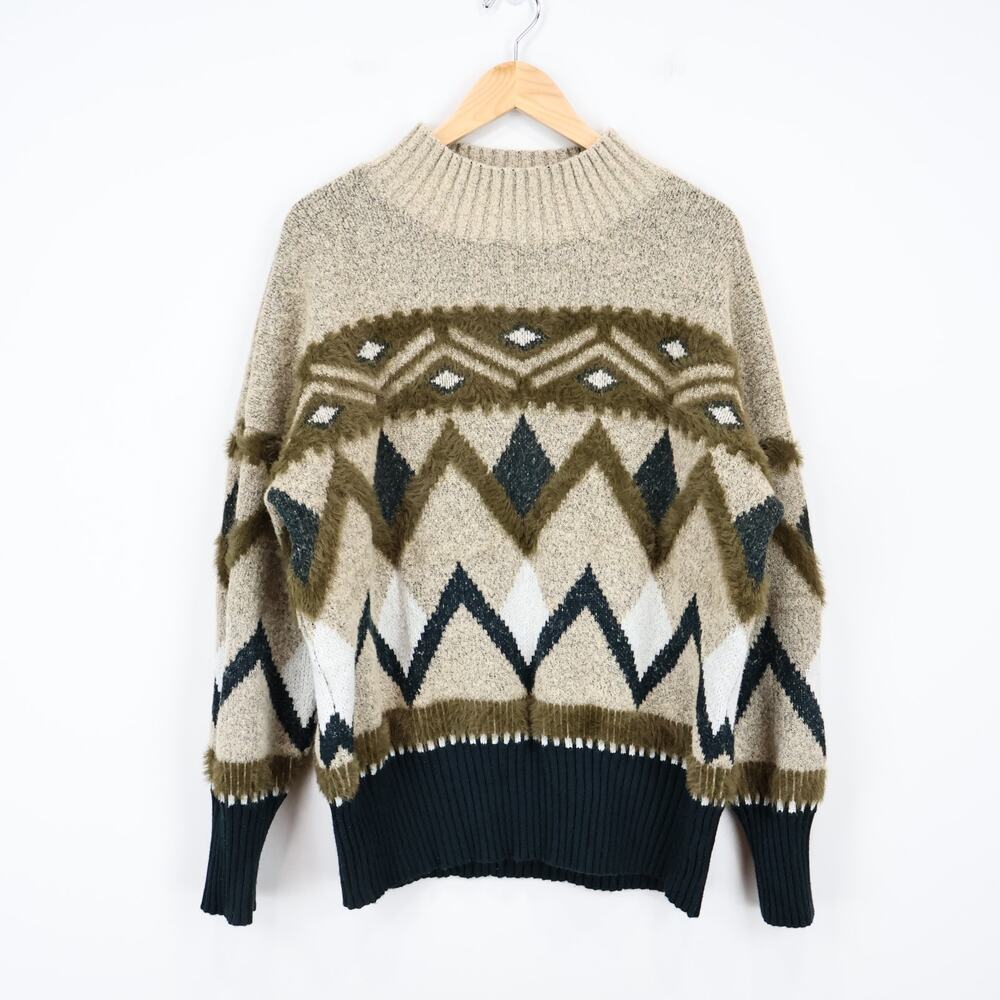a.n.a Women's Southwest Cabincore Pullover Neutral Sweater Size XL